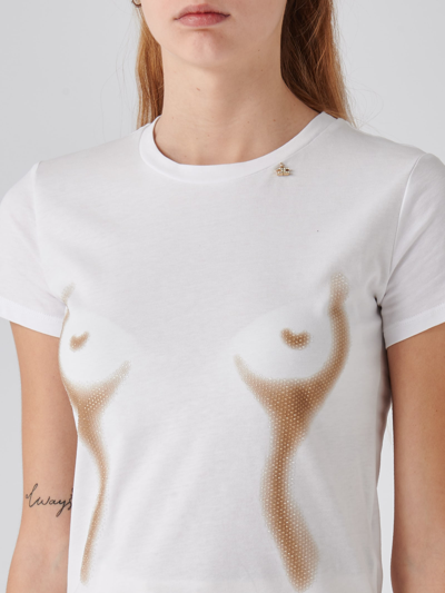 Shop Elisabetta Franchi Cotton T-shirt In Gesso-nudo