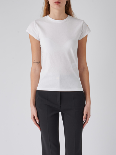 Shop Elisabetta Franchi Cotton T-shirt In Gesso