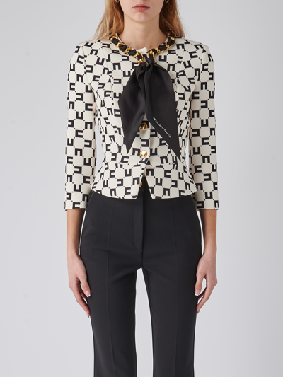 Shop Elisabetta Franchi Poliester Blazer In Burro-nero