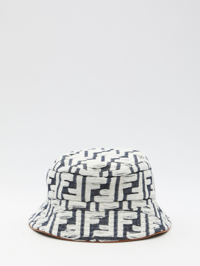 Shop Fendi Ff Bucket Hat In Light Blue
