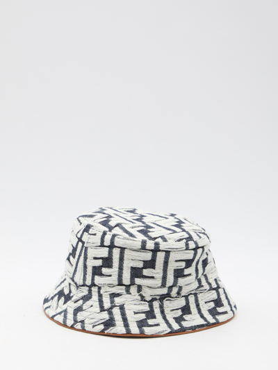 Shop Fendi Ff Bucket Hat In Light Blue