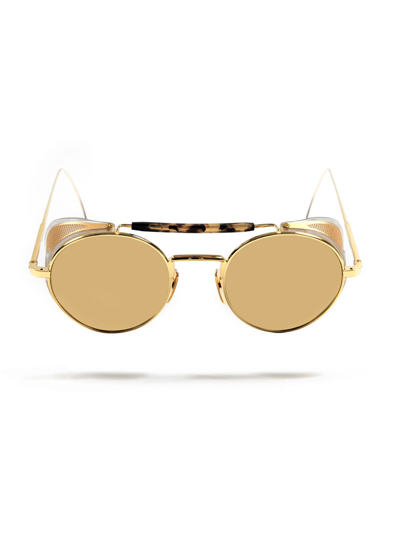 Shop Thom Browne Ues001l/g0003 Sunglasses In Yellow Gold