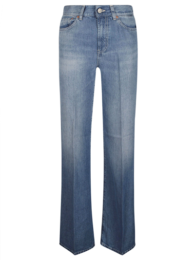 Shop Dondup Long-length Buttoned Jeans In Azure