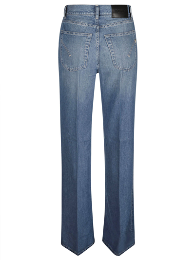 Shop Dondup Long-length Buttoned Jeans In Azure