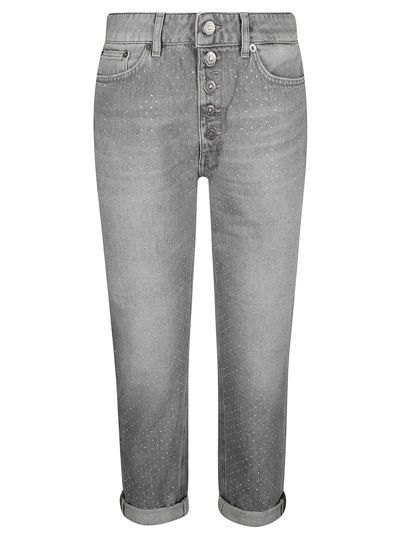 Shop Dondup Buttoned Cropped Jeans In Grey