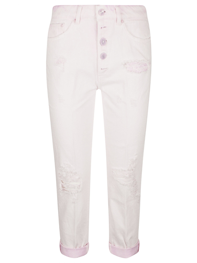 Shop Dondup Buttoned Cropped Jeans In Pink