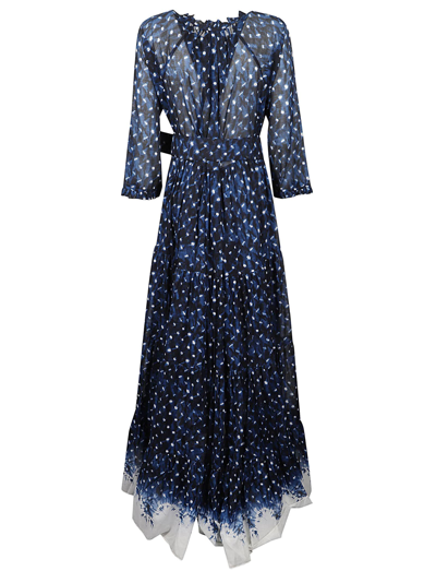 Shop Samantha Sung Eden Crewneck Dress In Blue/white