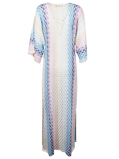 Shop Missoni Long-length Dress In White/turquoise