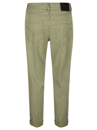 Shop Dondup Button Fitted Trousers In Military Green