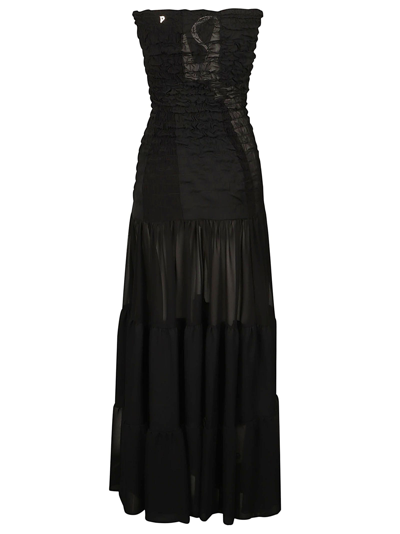 Shop Dondup Ruffle Sleeveless Dress In Black