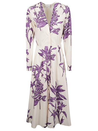 Shop Forte Forte Printed Long Dress In Violet