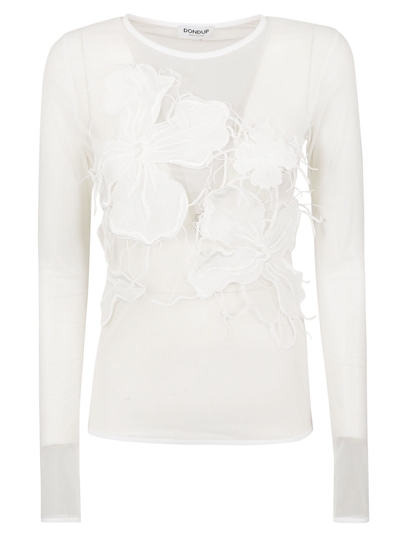 Shop Dondup Floral See-through Shirt In White