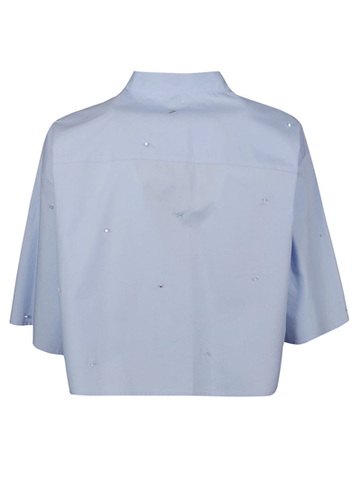 Shop Dondup Cropped Shirt In Azure