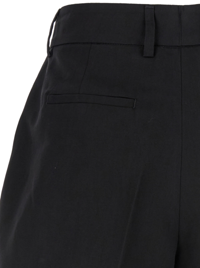 Shop Pt01 Black High Waisted Delia Shorts In Cotton & Linen Blend Woman