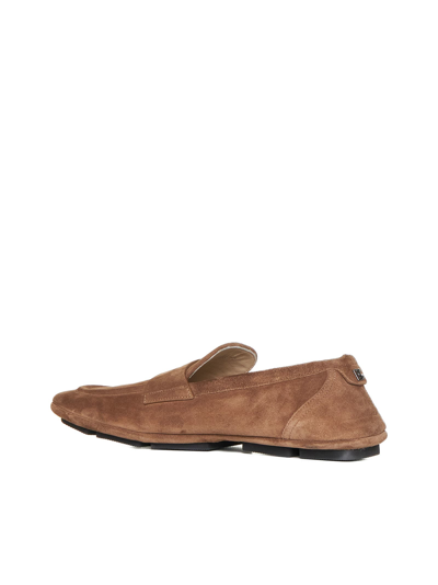 Dolce & Gabbana Dg Driver Suede Loafers In Nocciola