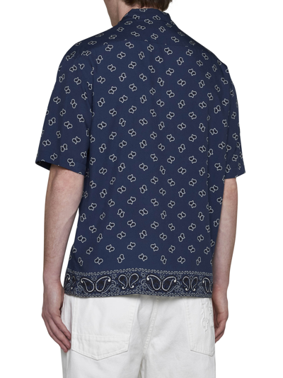 Shop Palm Angels Shirt In Navy Blue Navy Bl