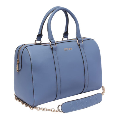 Shop Liu •jo Medium Logo Bowling Bag In Blue