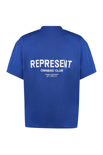 Shop Represent Logo Cotton T-shirt In Blue
