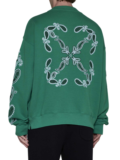 Off-white Arrow Bandana-embroidered Cotton Sweatshirt In College Green