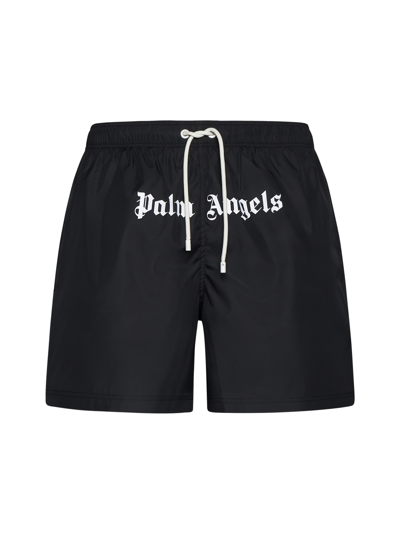 Shop Palm Angels Swimwear In Black White
