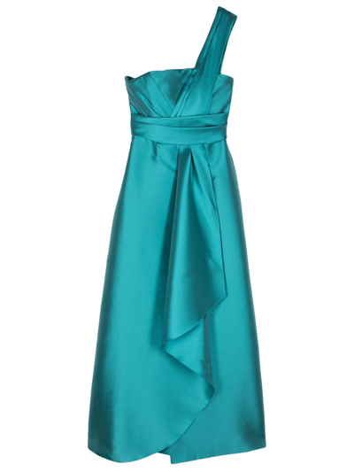 Shop Alberta Ferretti Turquoise Mikado Maxi Dress In Blu