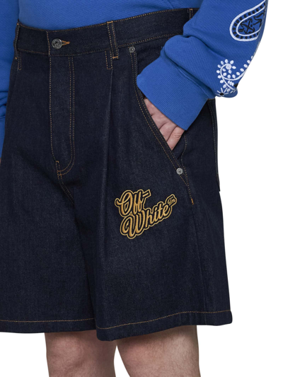 Shop Off-white Shorts In Blue Gold
