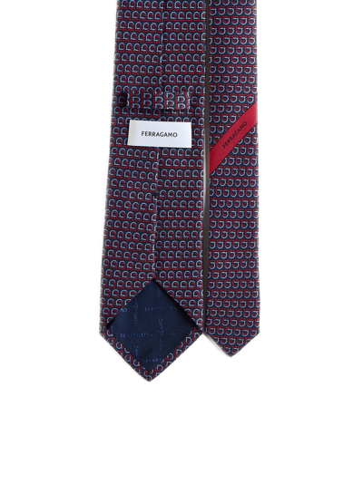 Shop Ferragamo Tie In F.marine/rosso
