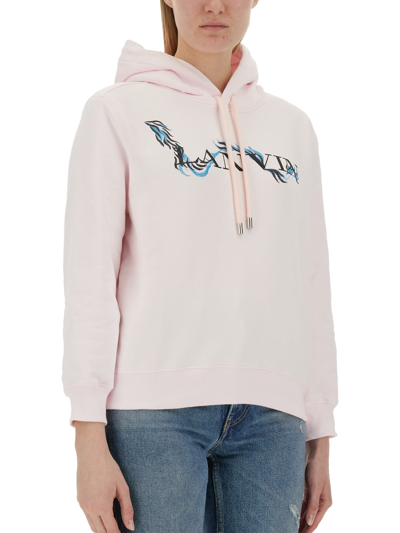 Shop Lanvin Sweatshirt With Print In Rosa