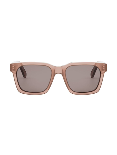 Shop Celine Men's Bold 3 Dots 54mm Geometric Sunglasses In Transparent Rose Taupe