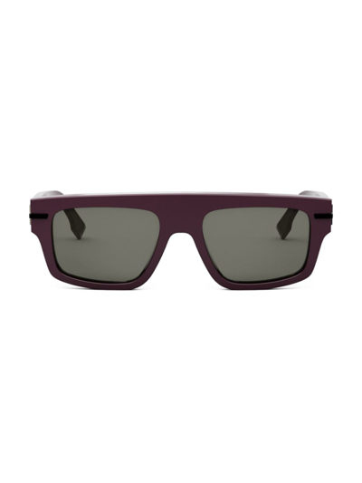 Shop Fendi Men's Graphy 54mm Geometric Sunglasses In Shiny Bordeaux Smoke