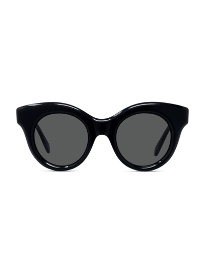 Shop Loewe Women's Curvy 49mm Round Sunglasses In Shiny Black Smoke