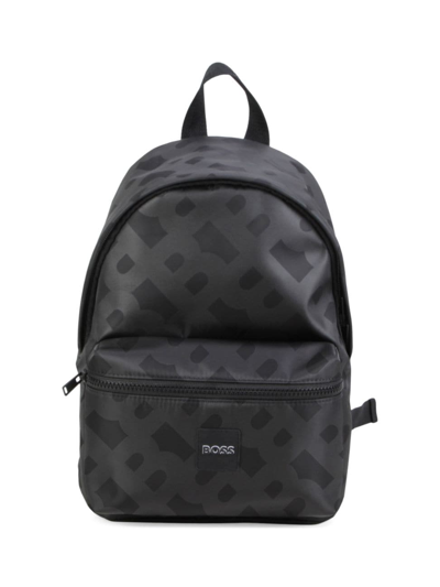 Shop Hugo Boss Kid's Logo-printed Backpack In Black