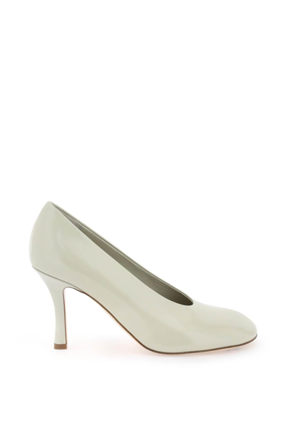 Burberry 85 Classic Patent Leather Pumps In Grey,green