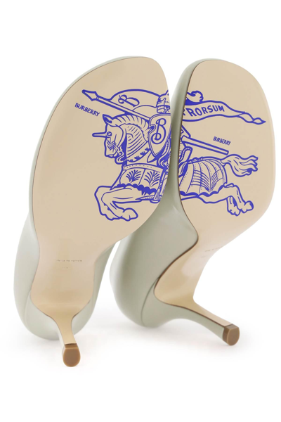 Burberry 85 Classic Patent Leather Pumps In Grey,green