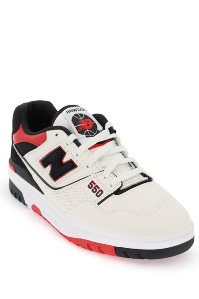 Shop New Balance 550 Sneakers In White,black,red