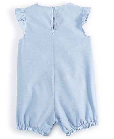 Shop First Impressions Baby Girls Cotton Chambray Flower Sunsuit, Created For Macy's In Light Wash