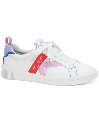 Shop Kate Spade Women's Signature Lace-up Sneakers In True White,north Star Multi