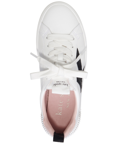 Shop Kate Spade Women's Signature Lace-up Sneakers In True White,black
