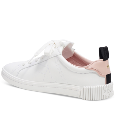 Shop Kate Spade Women's Signature Lace-up Sneakers In True White,black