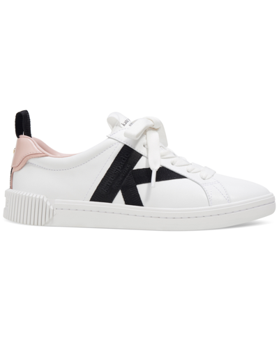 Shop Kate Spade Women's Signature Lace-up Sneakers In True White,black