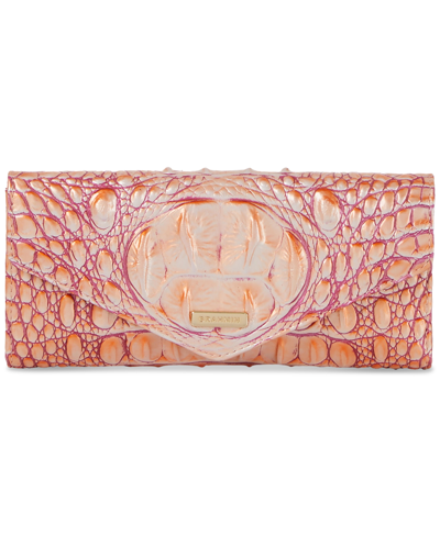 Shop Brahmin Veronica Melbourne Embossed Leather Wallet In Apricot Rose Melbourne