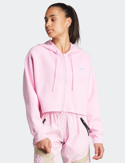 Shop Adidas By Stella Mccartney Cropped Hoodie In Pink