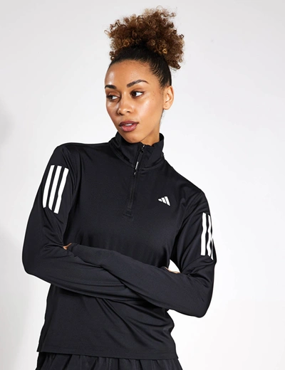 Shop Adidas Originals Adidas Own The Run Half-zip Jacket In Black