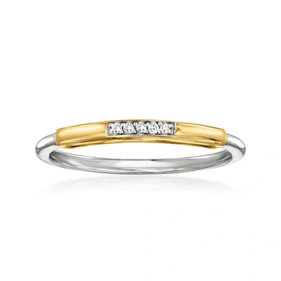 Rs Pure By Ross-simons Diamond-accented Ring In Sterling Silver And 14kt Yellow Gold In White