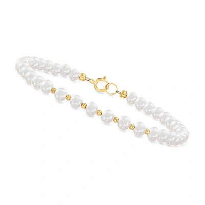 Shop Canaria Fine Jewelry Canaria 4-5mm Cultured Pearl And 10kt Yellow Gold Bead Bracelet In Multi