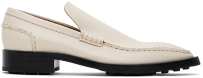 Shop Jil Sander White Pointed Toe Loafers In 102 Porcelain