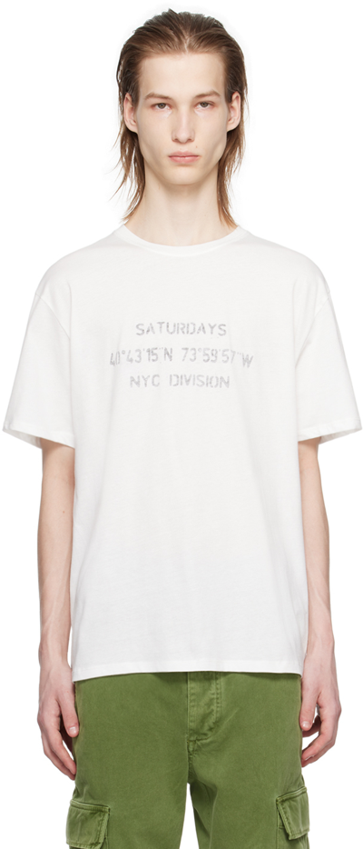 Shop Saturdays Surf Nyc White Reverse 'nyc Division' T-shirt In Ivory