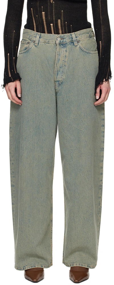 Shop Acne Studios Blue 2023f Delta Loose Fit Jeans In Buf Blue/beige