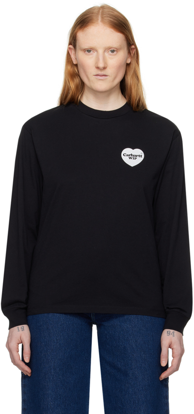 Shop Carhartt Black Heart Bandana Long Sleeve T-shirt In Black / White Stone