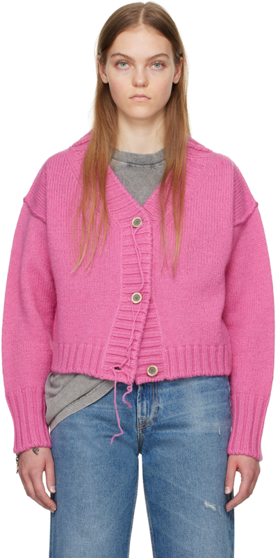 Shop Acne Studios Pink Loose Thread Cardigan In 415 Pink